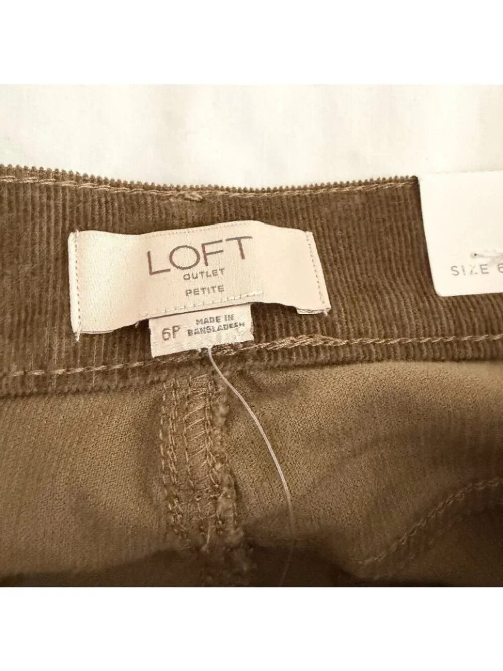 Loft New Women's Green Corduroy High Rise Skinny Pants Size 6 Petite Button Fly